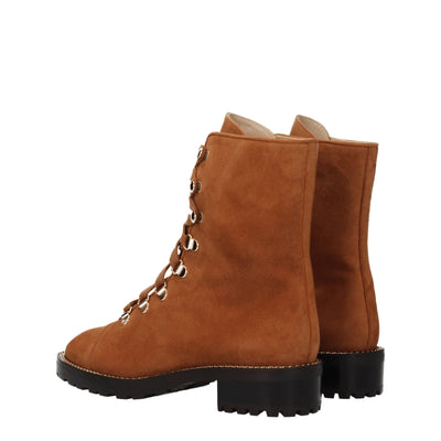 Stuart Weitzman Bruine Leren Enkellaarsjes