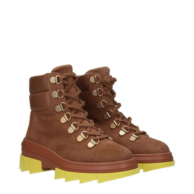 Stuart Weitzman Bruine Leren Enkellaarsjes