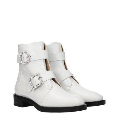 Stuart Weitzman witte leren enkellaarsjes