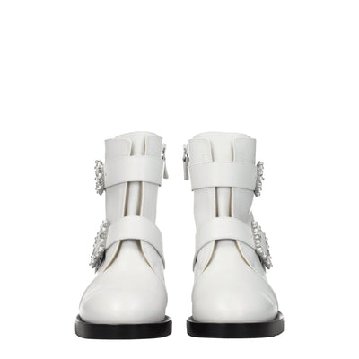 Stuart Weitzman witte leren enkellaarsjes