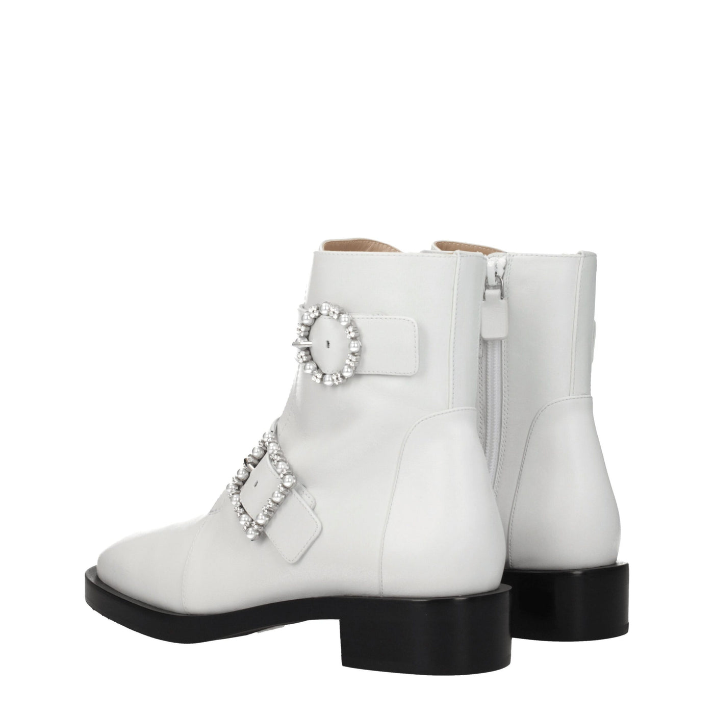 Stuart Weitzman witte leren enkellaarsjes