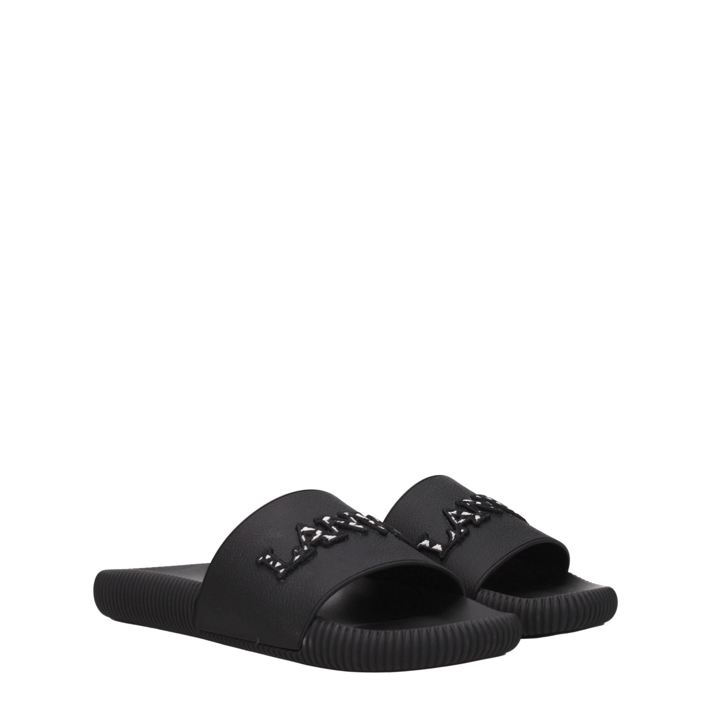 Lanvin Zwarte Katoenen Pantoffels Sandalen