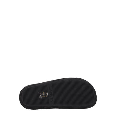 Lanvin Zwarte Katoenen Pantoffels Sandalen