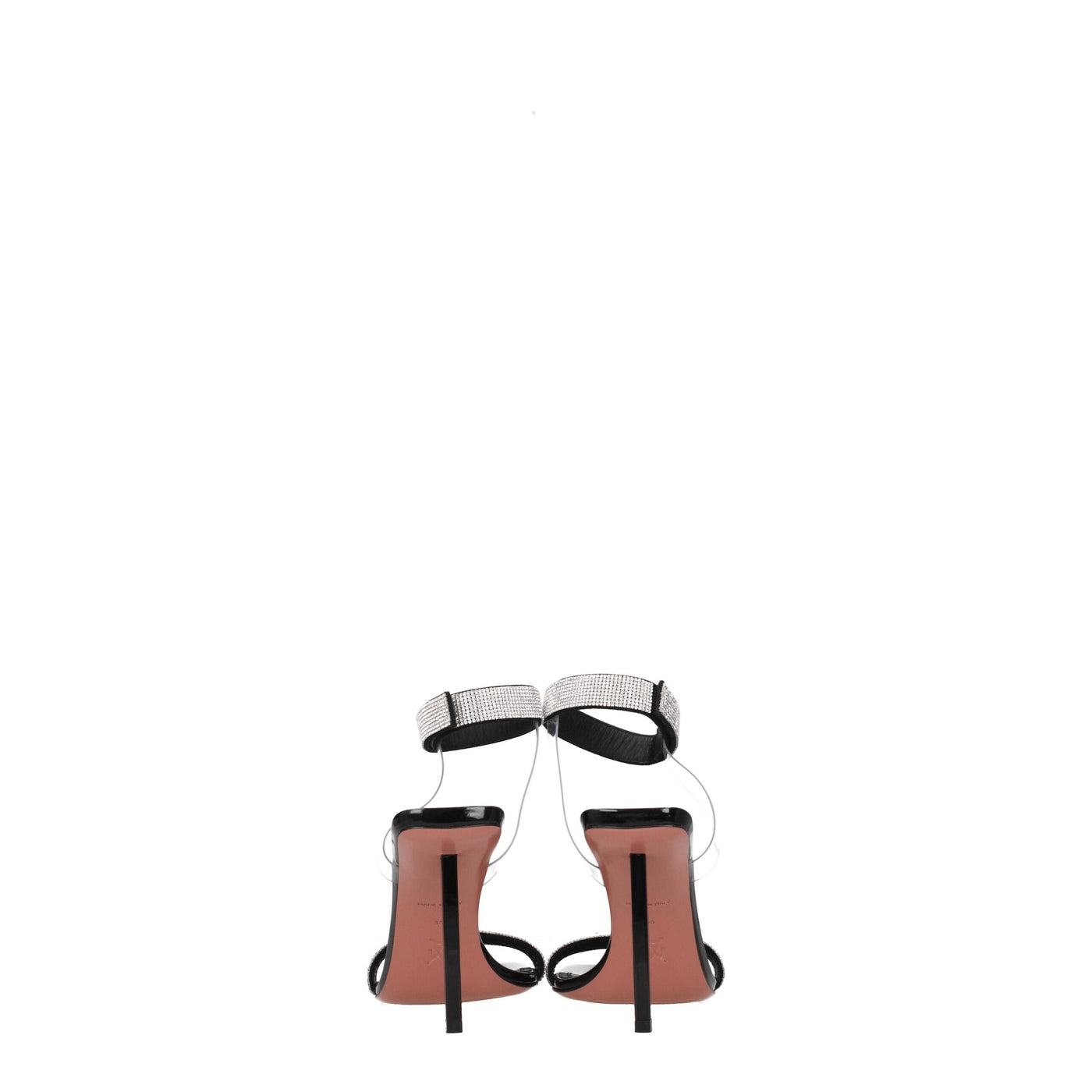 Amina Muaddi Black Crystals Stiletto Heels Sandals