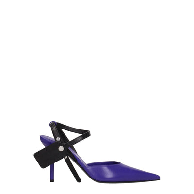 Off-White Paarse Leren Pumps met Hoge Hak