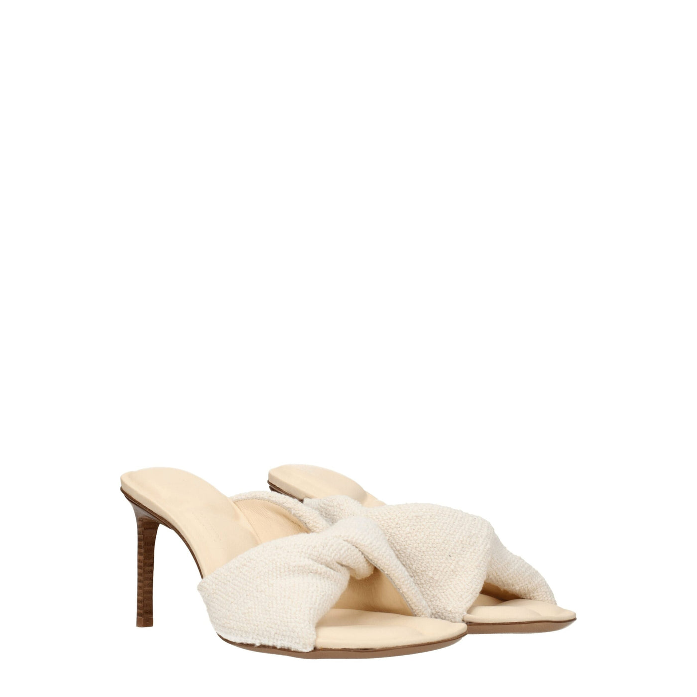 Jacquemus beige stoffen stiletto hakken sandalen