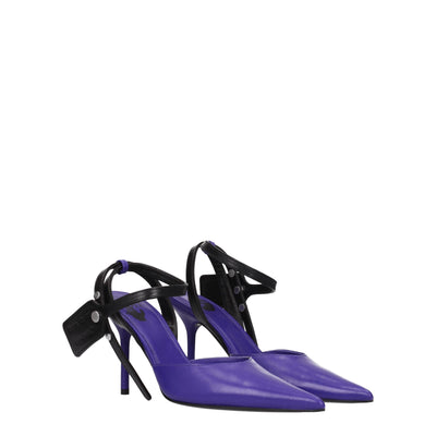 Off-White Paarse Leren Pumps met Hoge Hak