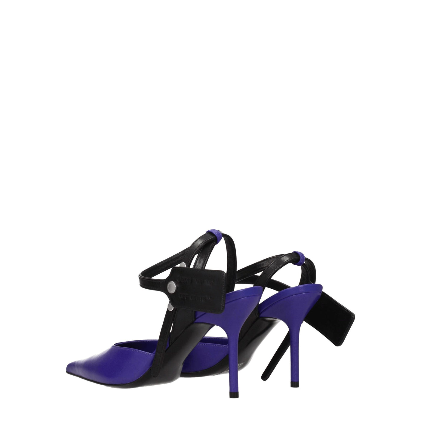 Off-White Paarse Leren Pumps met Hoge Hak
