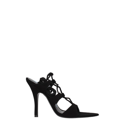 The Attico Black Leather Stiletto Heels Sandals