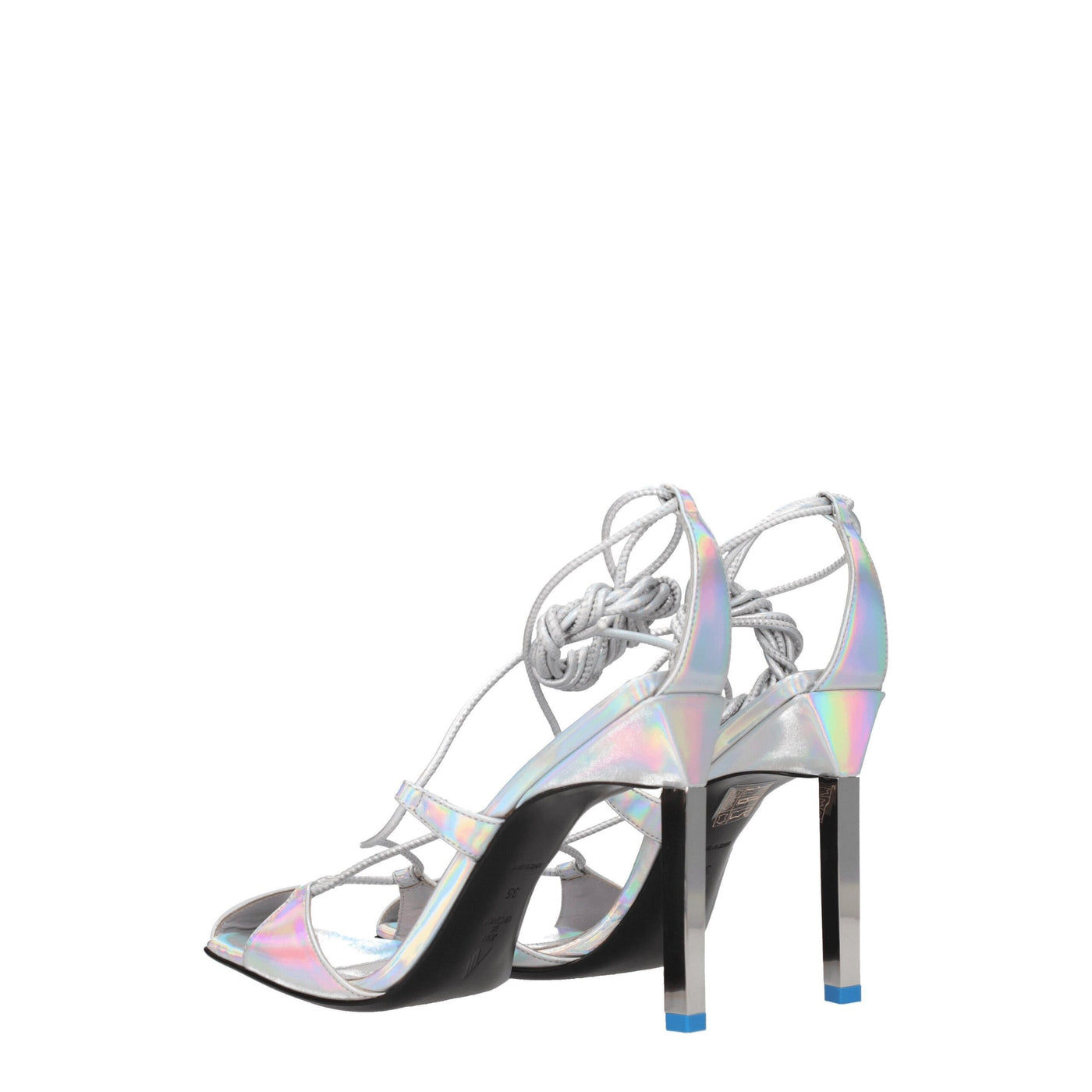 De Attico grijze leren stiletto hakken sandalen