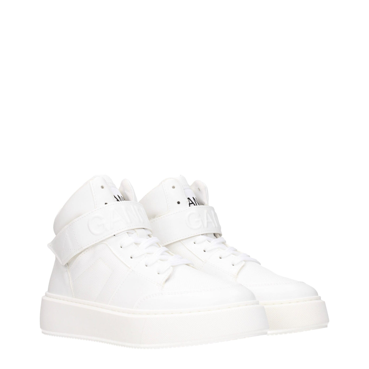 Baskets montantes en cuir blanc Ganni