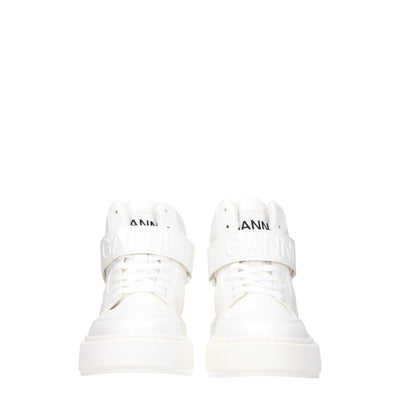 Baskets montantes en cuir blanc Ganni