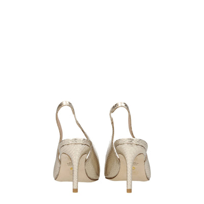Stuart Weitzman Gold Leather High Heel Pumps