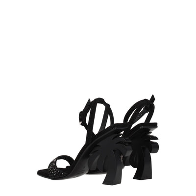 Palm Angels Black Leather Strap-Ons Sandals