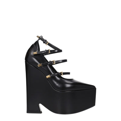 Versace Black Leather Heels