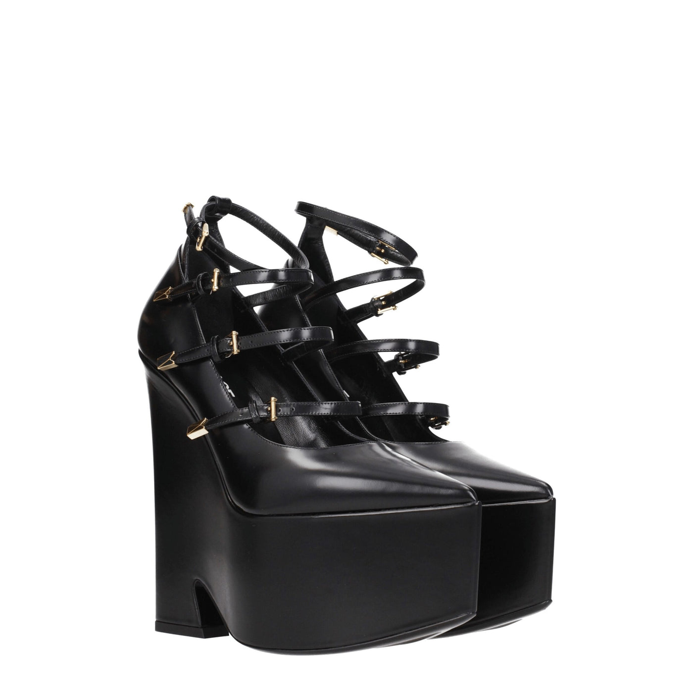 Versace Black Leather Heels