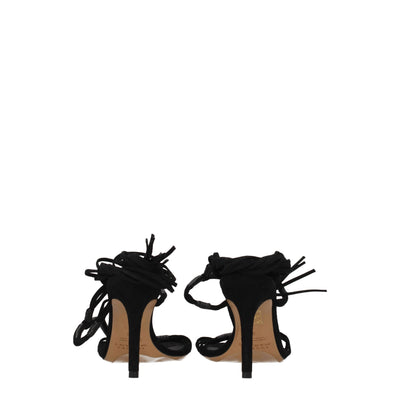 Isabel Marant Black Leather Stiletto Heels Sandals
