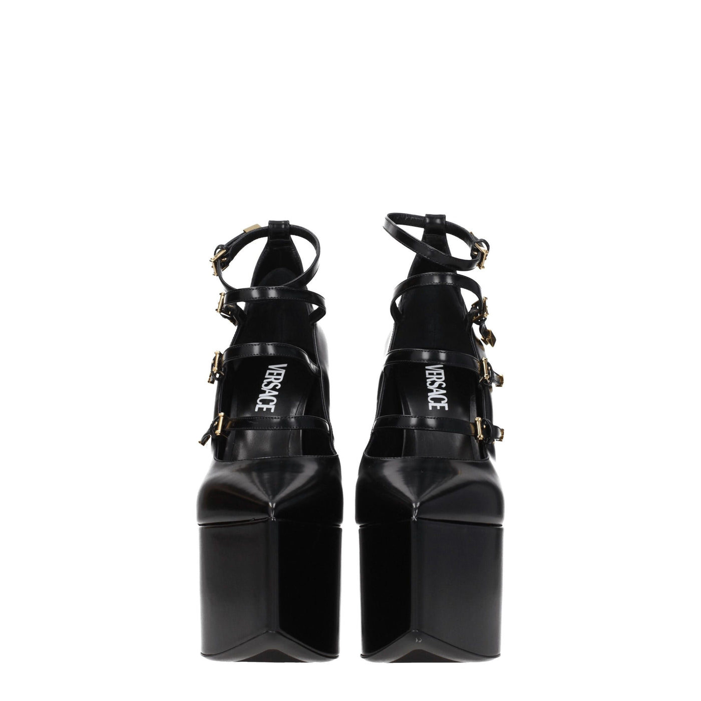 Versace Black Leather Heels
