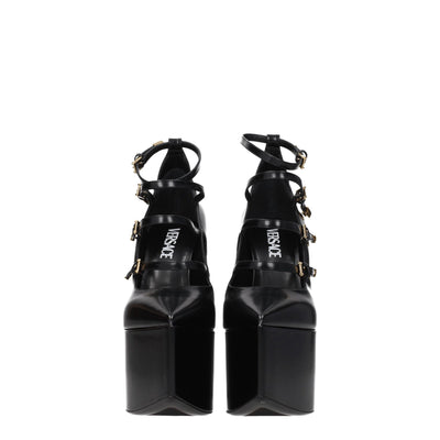 Versace Black Leather Heels