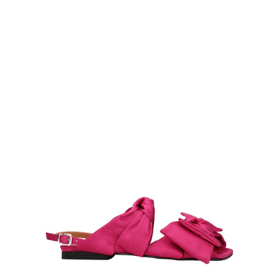 Sandales plates en tissu rose Ganni