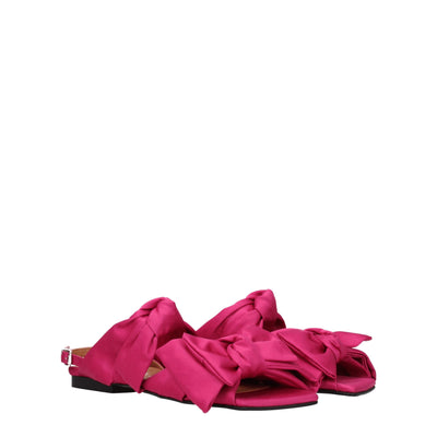 Sandales plates en tissu rose Ganni