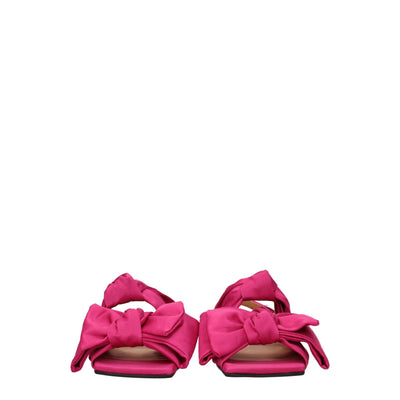 Sandales plates en tissu rose Ganni