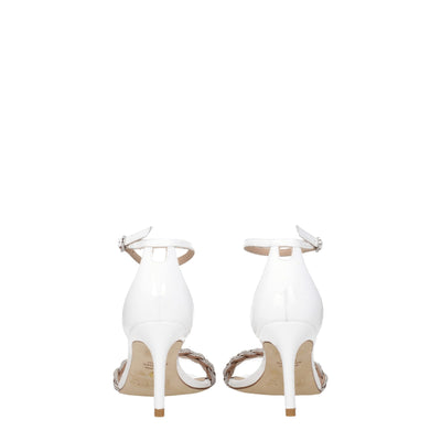 Stuart Weitzman White Leather Stiletto Heels Sandals