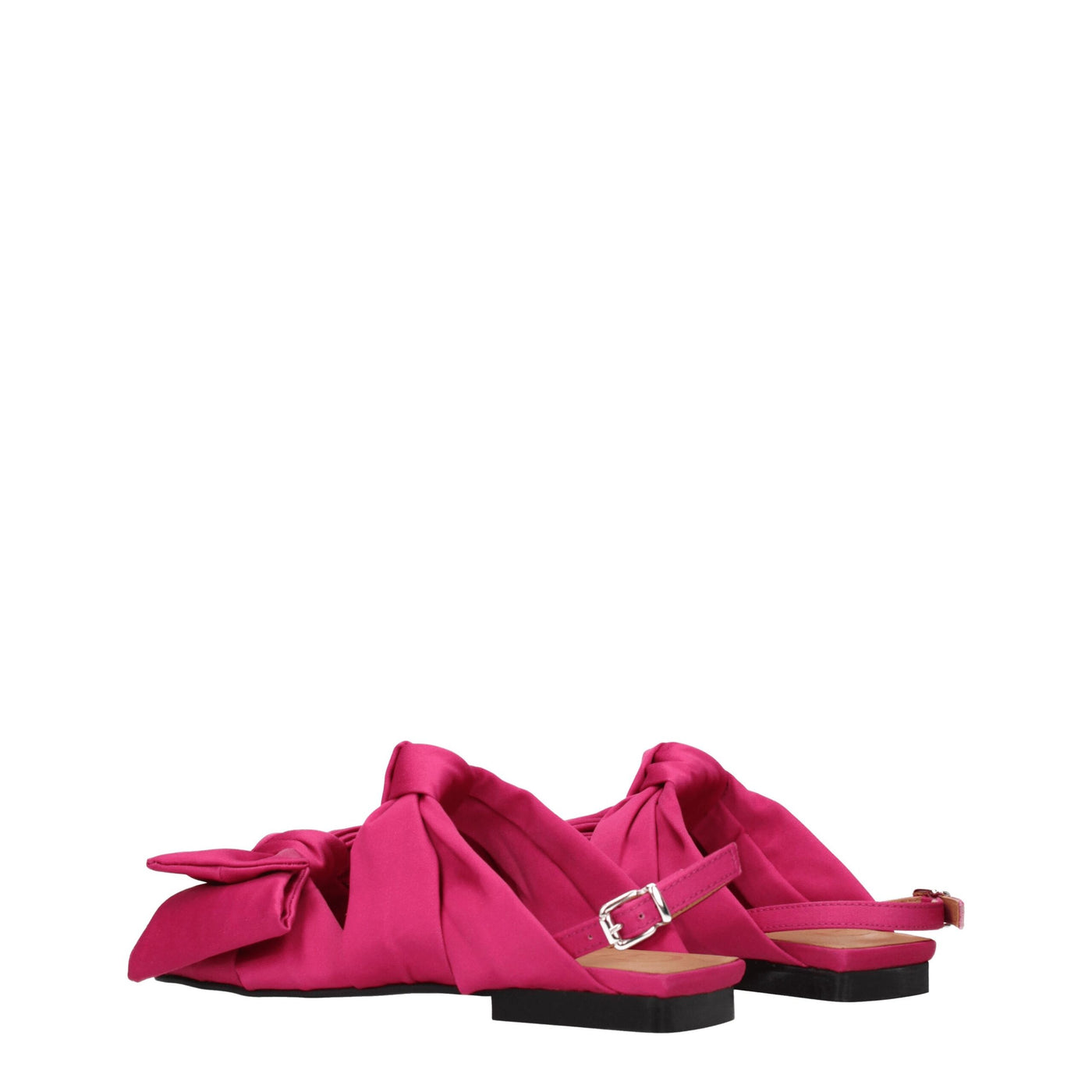 Sandales plates en tissu rose Ganni
