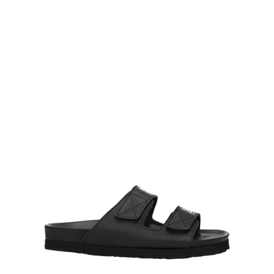 Palm Angels Zwarte Leren Platte Sandalen