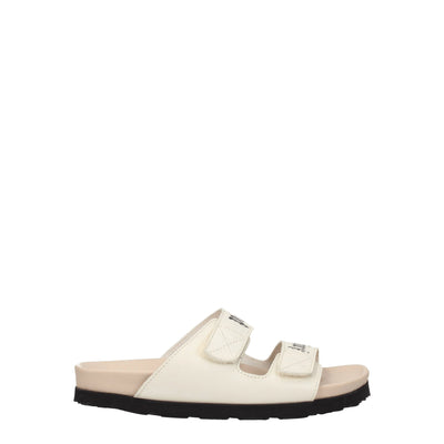 Palm Angels beige leren platte sandalen