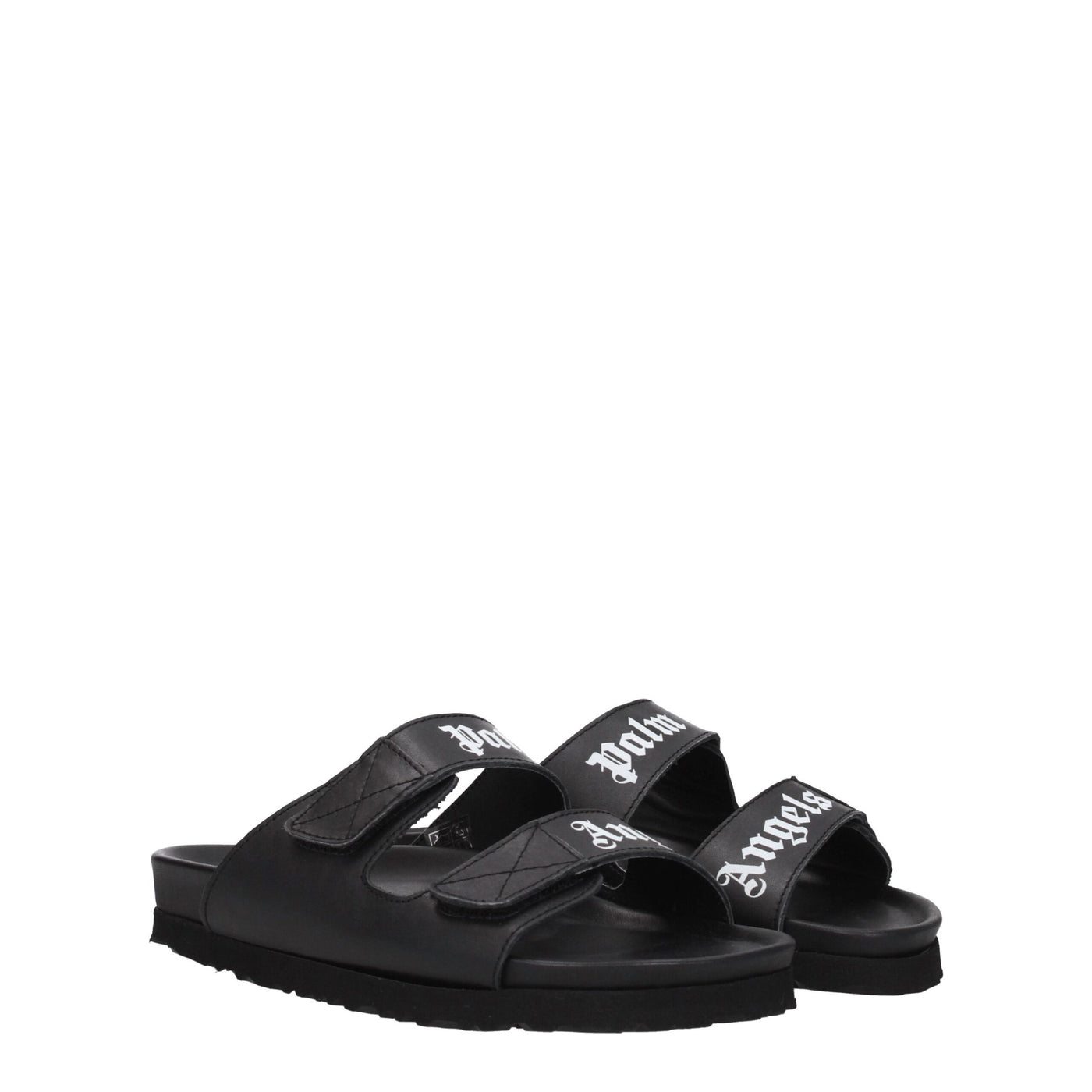 Palm Angels Zwarte Leren Platte Sandalen