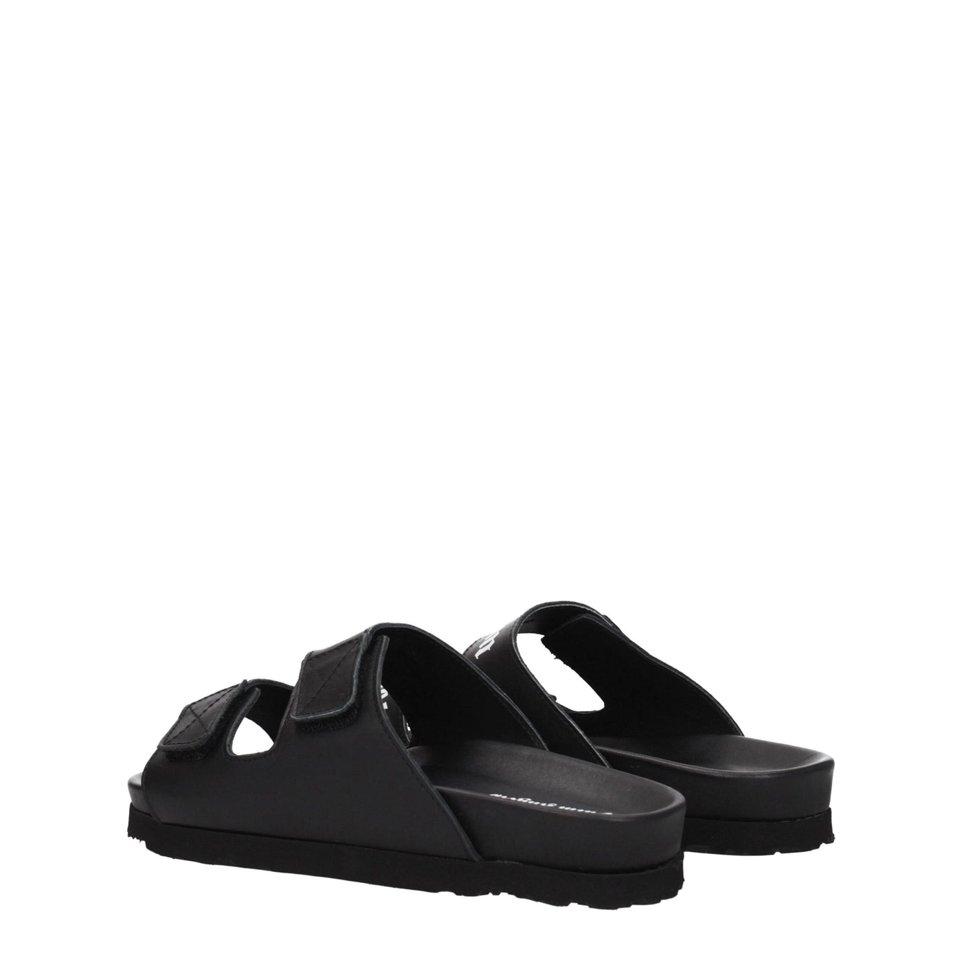 Palm Angels Zwarte Leren Platte Sandalen
