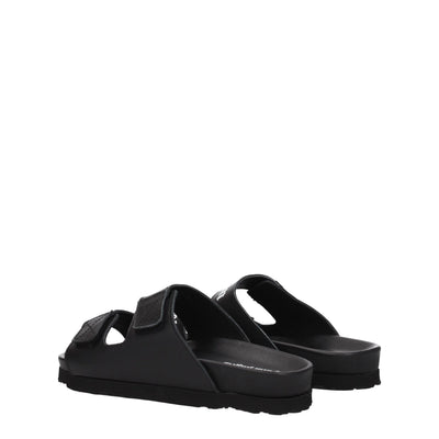 Palm Angels Zwarte Leren Platte Sandalen