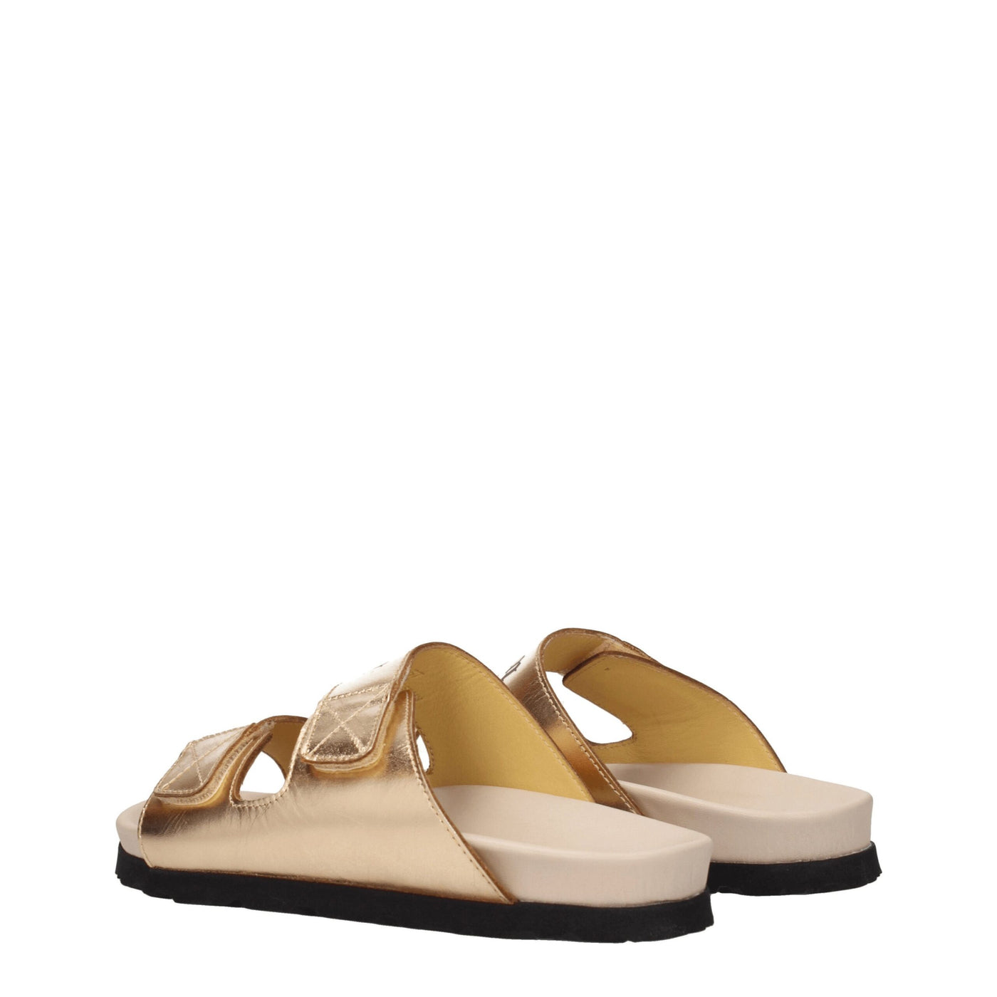 Palm Angels Gouden Leren Pantoffels Sandalen