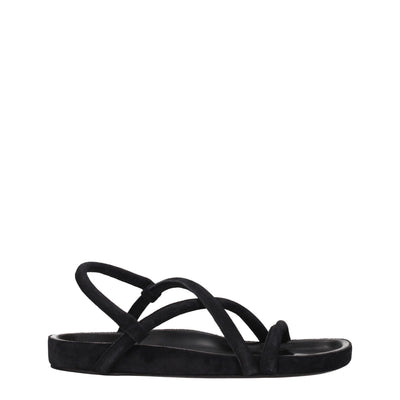Isabel Marant zwarte leren platte sandalen