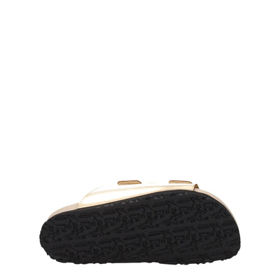 Palm Angels Gouden Leren Pantoffels Sandalen