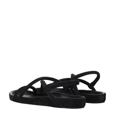 Isabel Marant zwarte leren platte sandalen