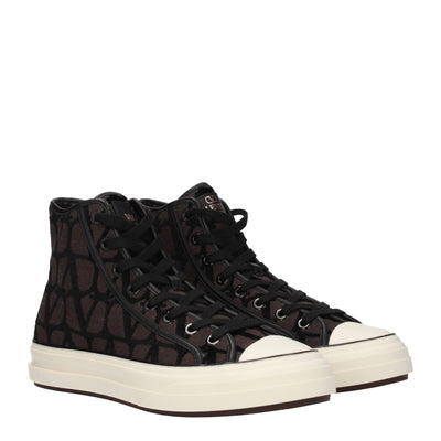 Valentino Garavani Bruine Stoffen Hoge Tops