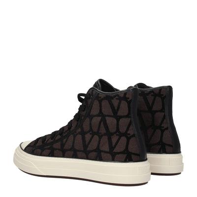Valentino Garavani Bruine Stoffen Hoge Tops