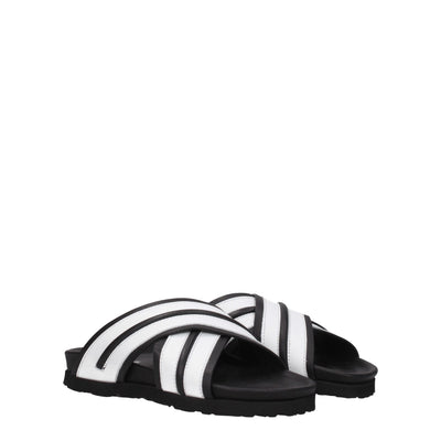 Palm Angels Witte Leren Pantoffels Sandalen