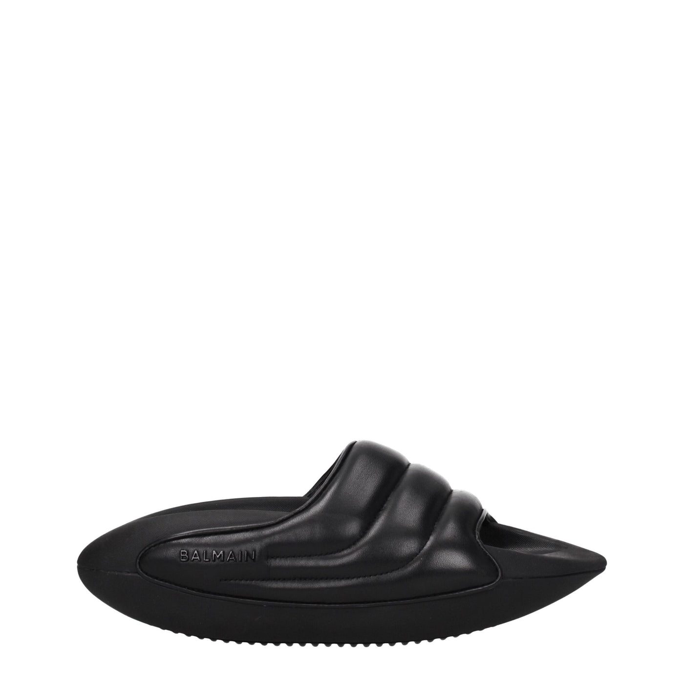 Balmain Zwarte Leren Pantoffels Sandalen
