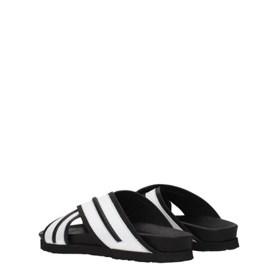 Palm Angels Witte Leren Pantoffels Sandalen