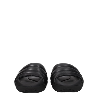 Balmain Zwarte Leren Pantoffels Sandalen