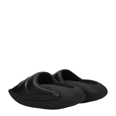 Balmain Zwarte Leren Pantoffels Sandalen
