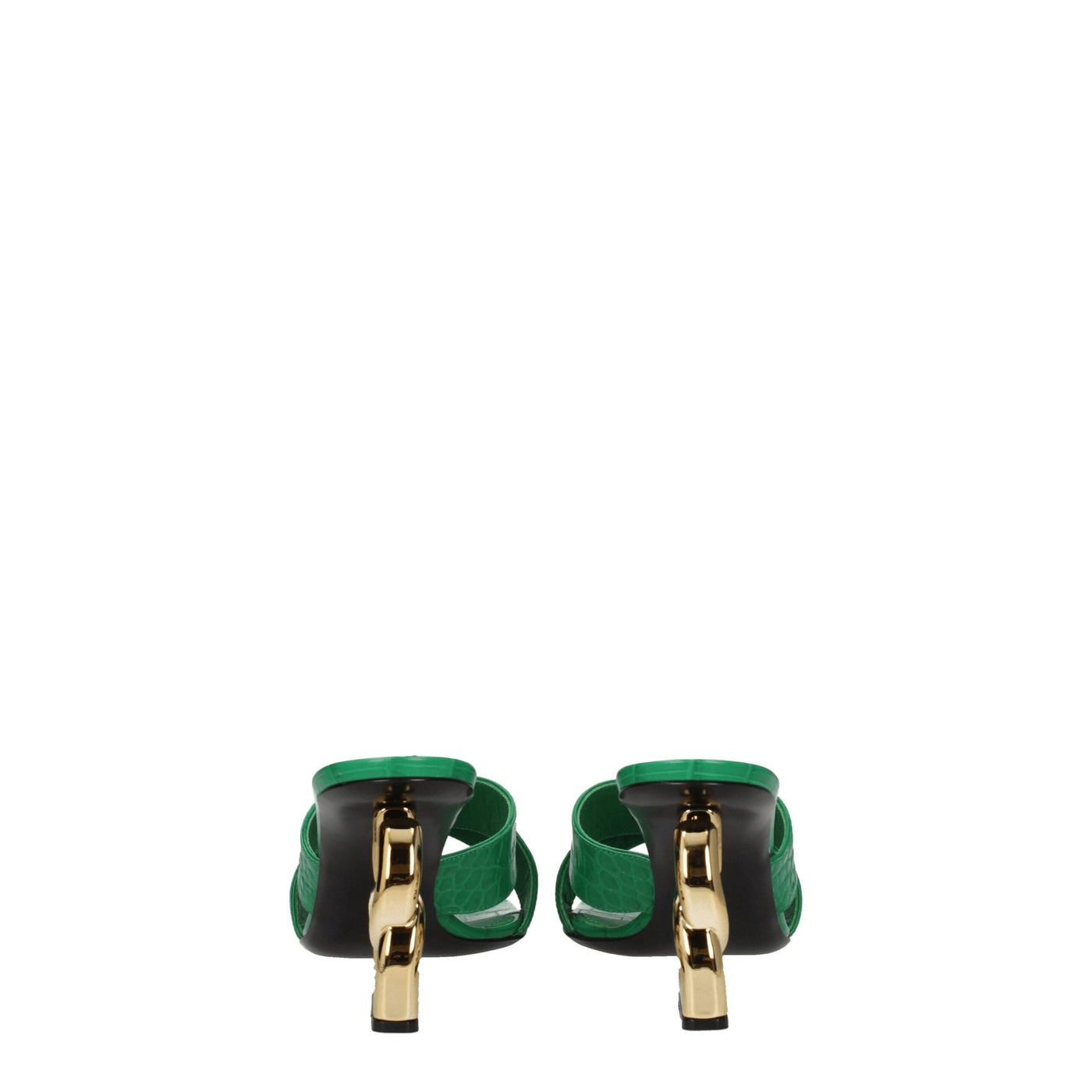 Dolce & Gabbana Green Leather Flat Sandals