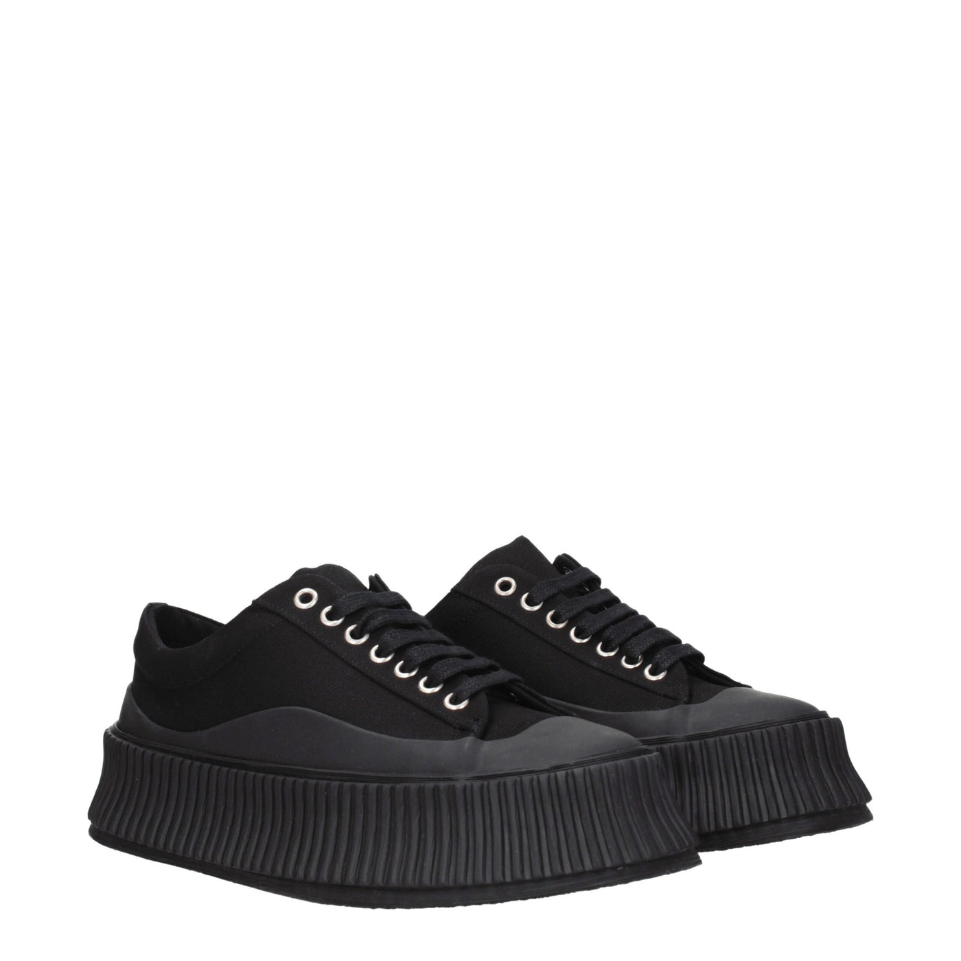 Jil Sander Zwarte Stoffen Dikke Sneakers