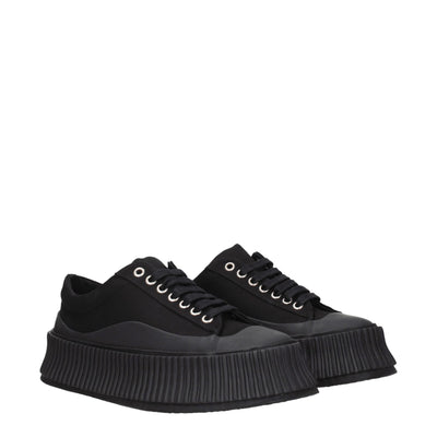 Jil Sander Zwarte Stoffen Dikke Sneakers