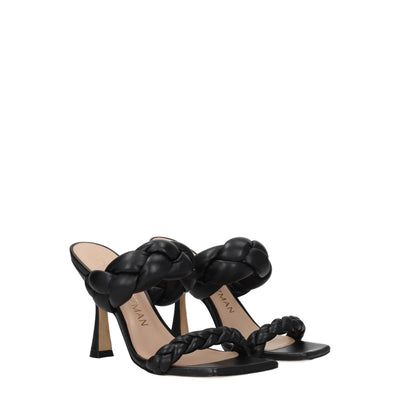 Stuart Weitzman Black Leather Stiletto Heels Sandals