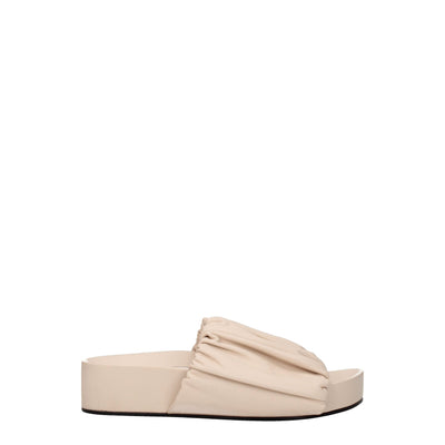 Jil Sander Roze Leren Pantoffels Sandalen