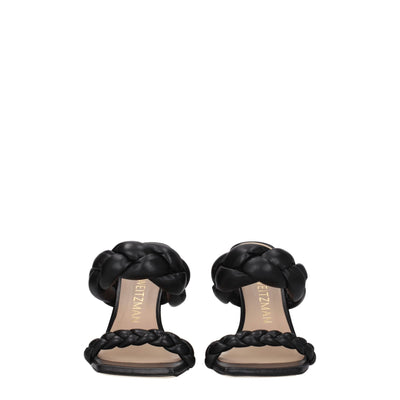 Stuart Weitzman Black Leather Stiletto Heels Sandals